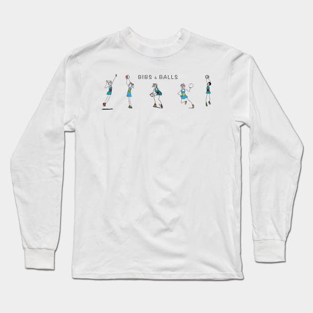 Netball - Bibs & Balls Long Sleeve T-Shirt by dizzycat-biz